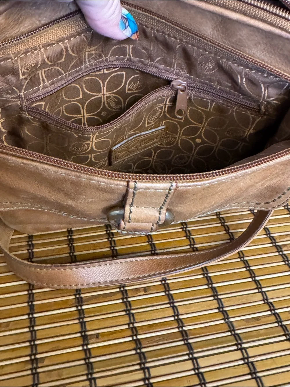 Fossil Vintage 90’s Y2K Crosstown Leather Organizer Crossbody Bag